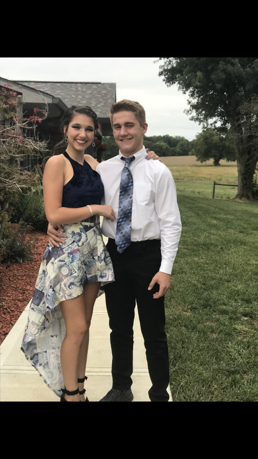 Sophomore Awendela Perez poses for homecoming with her date, sophomore Samuel Strouse.