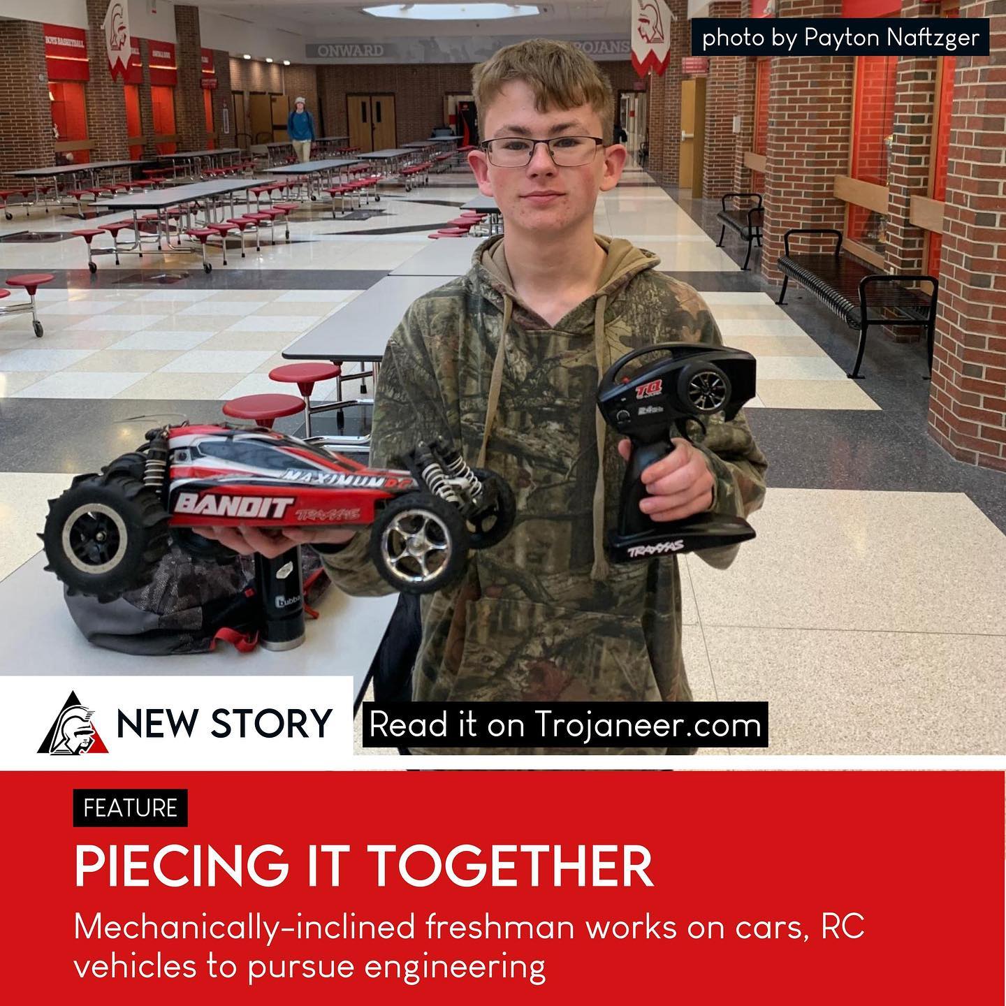 When freshman Ryan June was a kid, he already knew that engineering was “his thing.” Starting with improving objects around his house and helping his dad work on cars, June began his path toward working with RC vehicles.
People on both sides of June’s family are mechanically-inclined and have worked on machines like cars and boats. They influenced a young June. His father was one of the first people to bring him to the world of engineering.
To read the full story, go to Trojaneer.com.
🖊️: Payton Naftzger