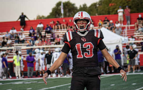 Oscar Sloan hypes up the crowd prior to the Trojans face-off against Ben Davis.