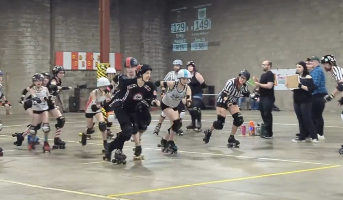 Freshman Sam Allen competes at a roller derby meet.