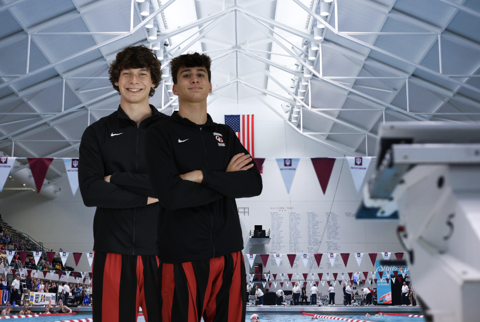 Photo Illustration of Anthony Cuadros and Matthew Cuadros at the IUI Natatorium